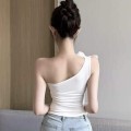 甜酷纯欲风蝴蝶结斜肩上衣